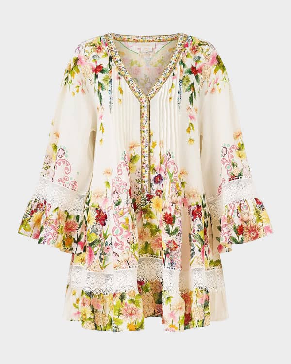Cala de la Cruz Tere Gradient-Print Linen Strappy Mini Dress | Neiman Marcus