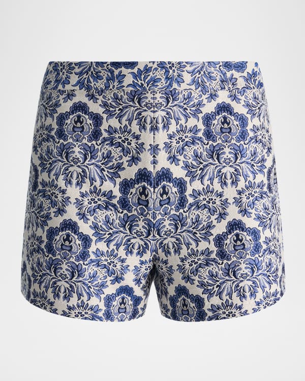ALICE + OLIVIA Cady High-Rise Embroidered Shorts | Neiman Marcus
