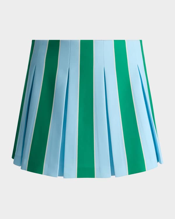 ALICE + OLIVIA Suzie Pleated Denim Mini Skirt | Neiman Marcus