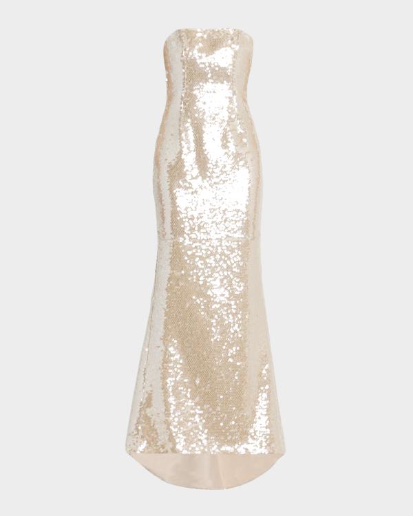 ralph lauren rose gold dress Collection Shelly Embellished Tulle Evening Sequin