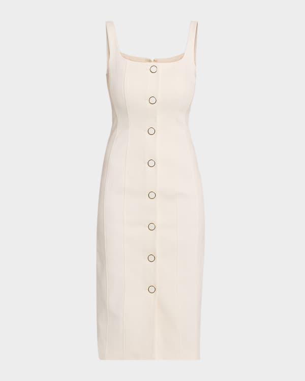 strapless open back dress Elthea Belted Midi Dress in Navy