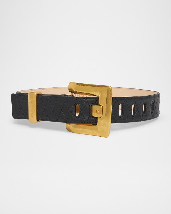 Balmain B Croc-Embossed Leather Was Belt | Neiman Marcus display picture 1