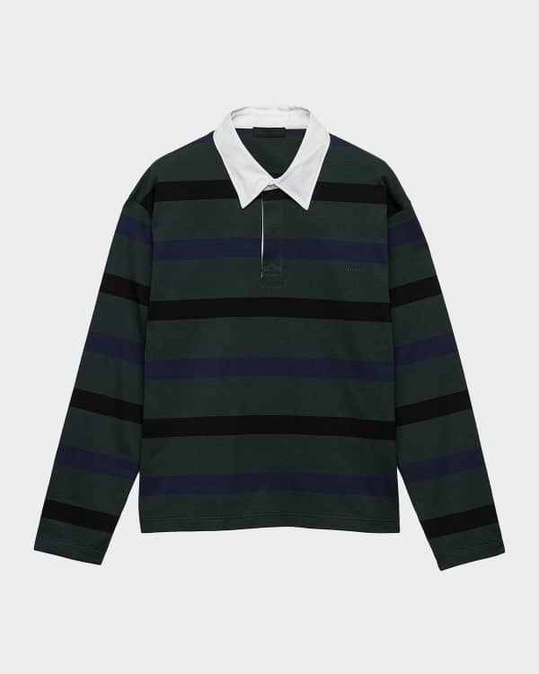 Prada Men's Silk-Cotton Knit Polo Shirt | Neiman Marcus