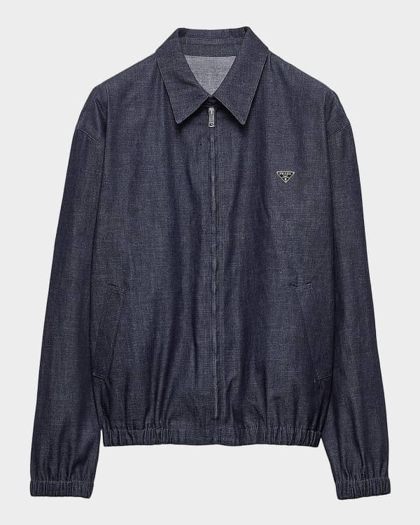 Prada Men's Velvet Denim Blouson Jacket | Neiman Marcus