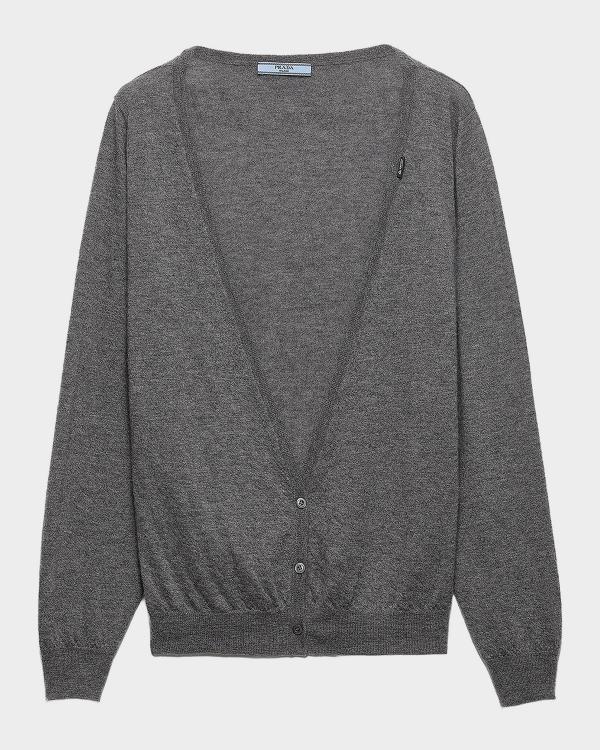 Prada Jacquard cashmere cardigan | Neiman Marcus