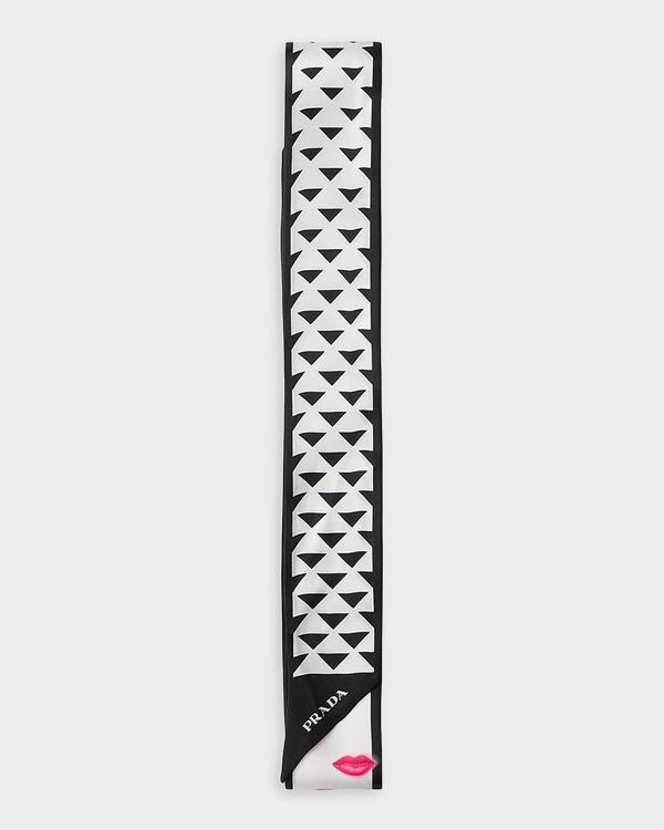 Prada Degrade and Lipstick Print Silk Twill Skinny Scarf | Neiman