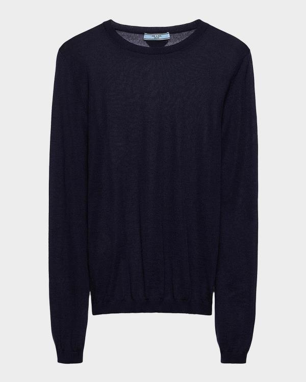 Prada Crewneck Diamond Knit Cashmere Sweater | Neiman Marcus