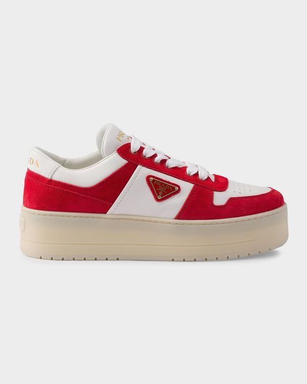 Prada Prax 2.0 Re-Nylon & Suede Low-Top Sneakers | Neiman Marcus