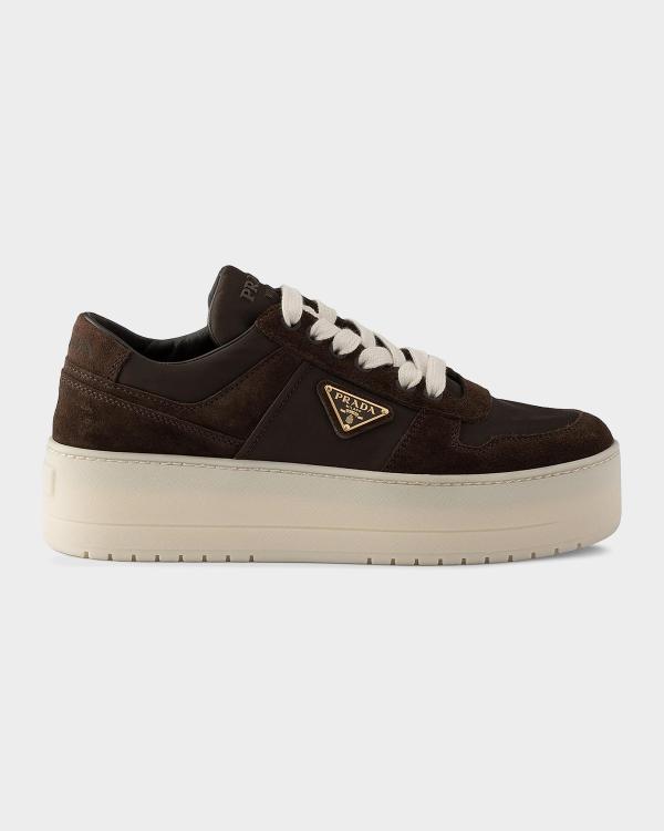 Prada Prax 2.0 Re-Nylon & Suede Low-Top Sneakers | Neiman Marcus
