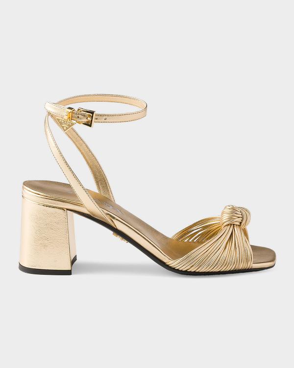 Prada 115mm Mordore Nappa Leather Platform Sandals | Neiman Marcus