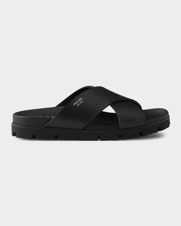 Prada Men's Monolith Rubber Sandals | Neiman Marcus
