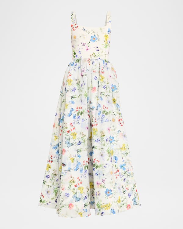eartha floral maxi dress Eartha Floral Meara One Shoulder Satin Maxi Dress