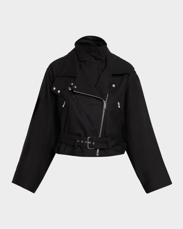 ALAIA Grommet Eyelet Crop Denim Jacket | Neiman Marcus