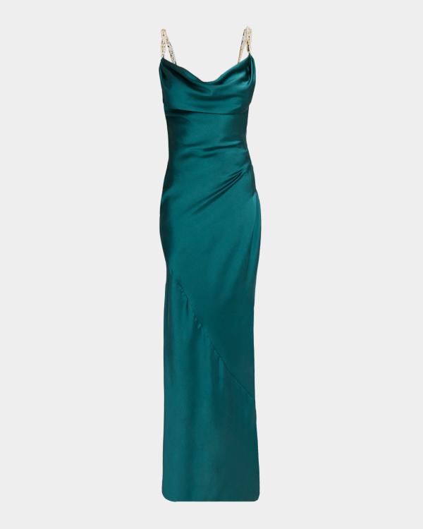 green sequin balmain dress Long Star Sequin-Embroidered creative director Olivier Rousteing