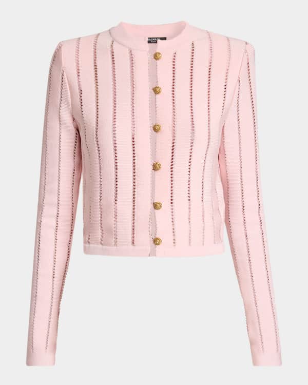 Balmain x Barbie Monogram-Print Logo Cropped Hoodie | Neiman Marcus