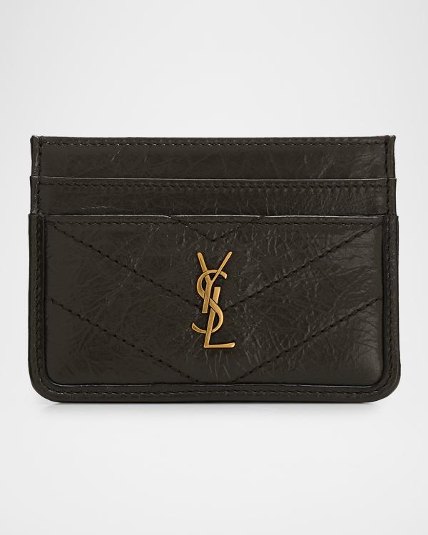 Saint Laurent YSL Monogram Small Flap Wallet in Grained Leather