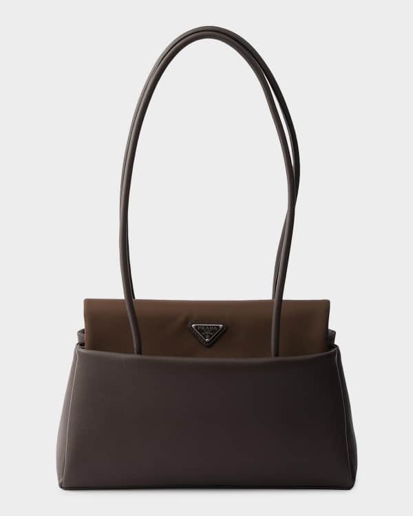 Prada Medium Zip Grain Leather Shoulder Bag | Neiman Marcus