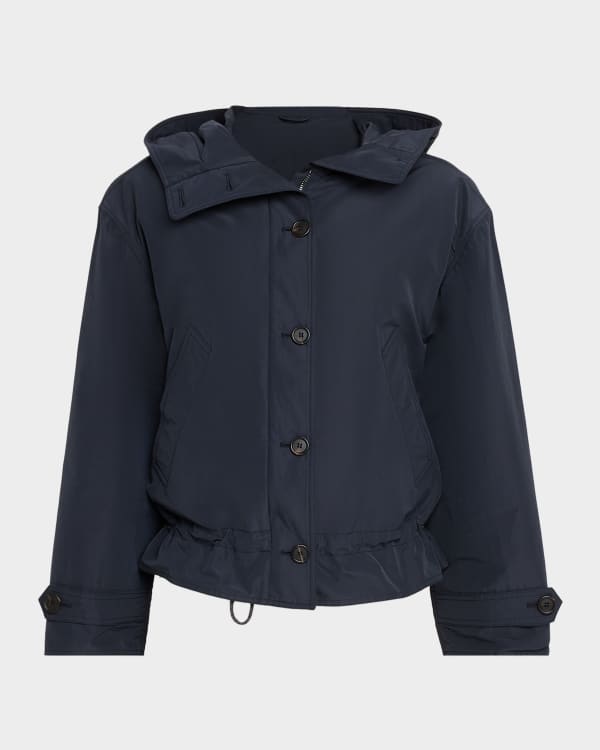 Brunello Cucinelli Padded-Sleeves Sheep Shearling Zip Hooded Coat