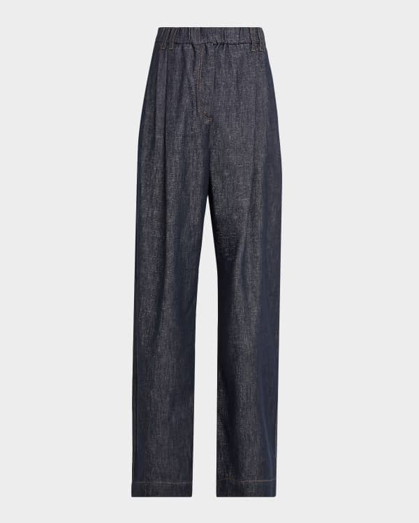 Valentino Garavani Embroidered Cuff Denim Pants | Neiman Marcus