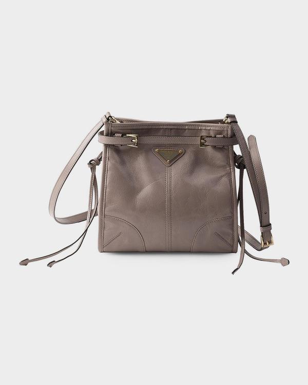 Prada Medium Zip Grain Leather Shoulder Bag | Neiman Marcus