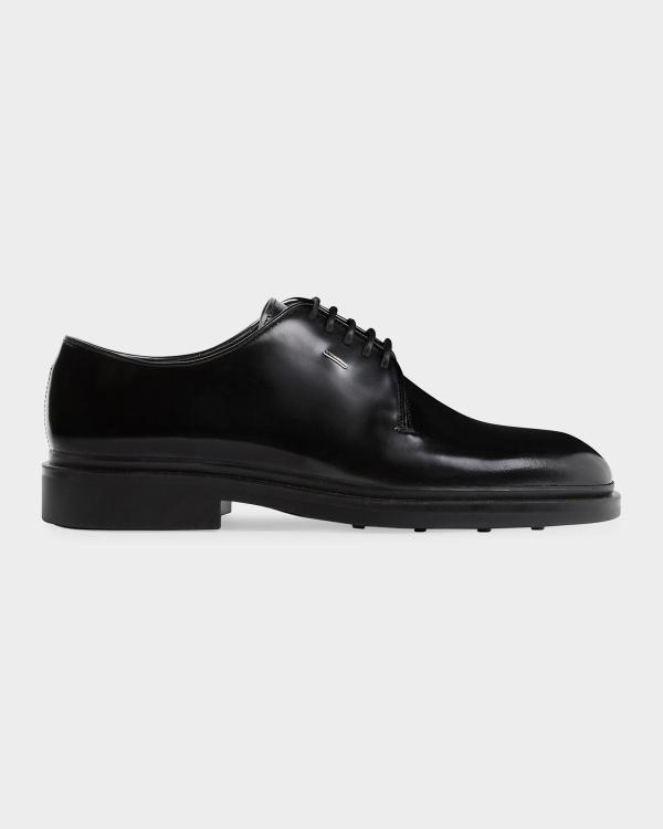 Prada Men's Brushed Leather Derby Shoes | Neiman Marcus