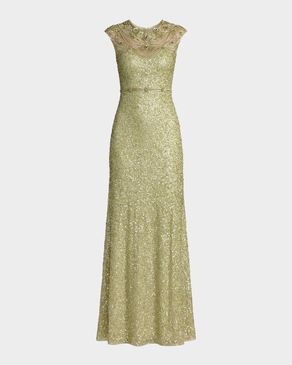 Mac Duggal Embellished One-Shoulder Gown