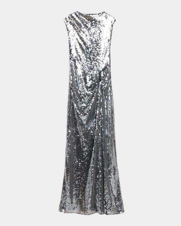 elie saab grey dress Sequined Chiffon Ruffled Strapless Gown affordable sage satin bridesmaid dress