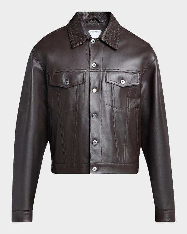 Giorgio Armani Men's Leather Full-Zip Blouson | Neiman Marcus
