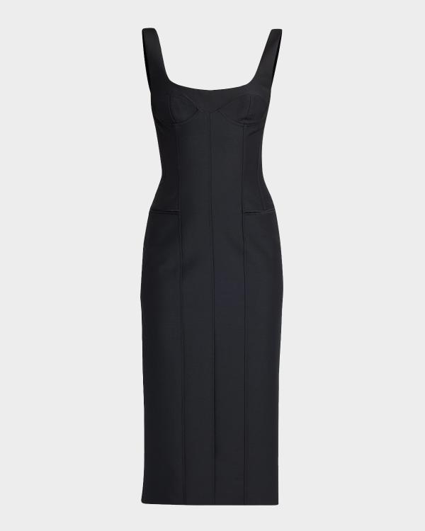 Reiss Asymmetric Draped-Neck Ruched Midi Dress