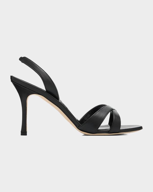 Manolo Blahnik Jadarona Leather Mule Sandals | Neiman Marcus