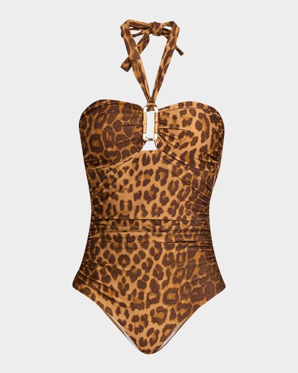 Zimmermann Tropicana Spliced One-Piece Swimsuit | Neiman Marcus