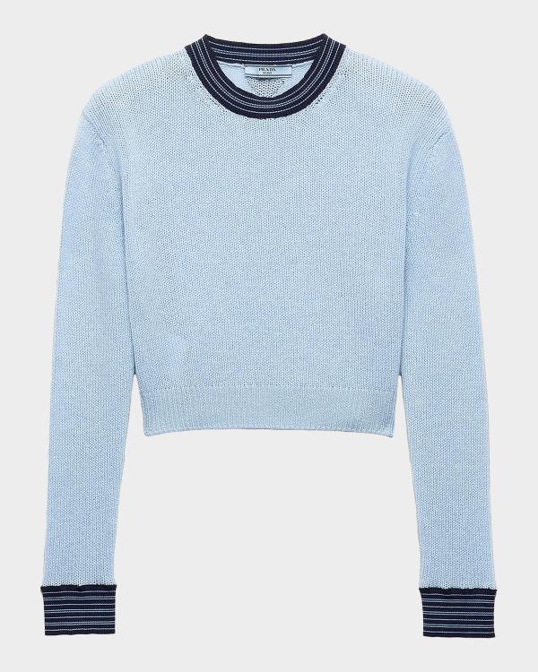 Prada Crewneck Diamond Knit Cashmere Sweater | Neiman Marcus
