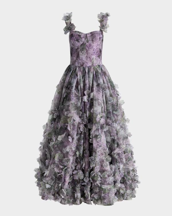 alice and olivia purple lace dress CALISSA EMBELLISHED BALLGOWN in SEA BREEZE LAVENDER
