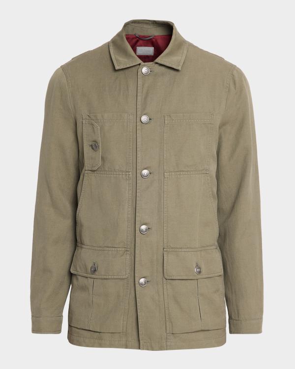 Brunello Cucinelli Men's Water-Resistant Padded Safari Jacket with