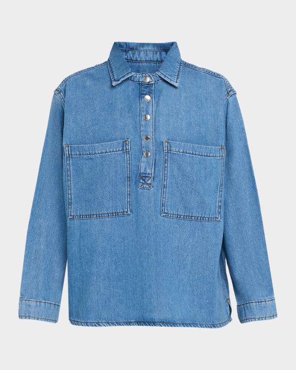 LOEWE x Paula's Ibiza Denim Short-Sleeve Boxy Shirt | Neiman Marcus