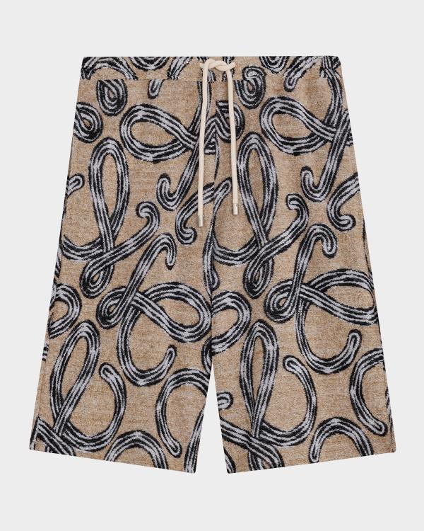 LOEWE Men's Anagram Jacquard Fleece Shorts | Neiman Marcus