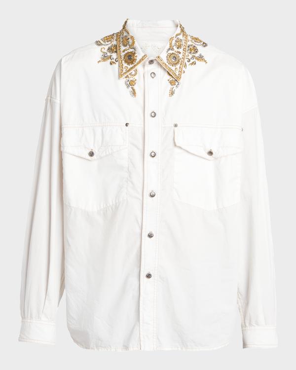 Versace Men's Medusa Cameo Silk Shirt | Neiman Marcus