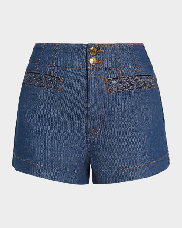 Cinq à Sept Ceil Crochet Denim Shorts | Neiman Marcus