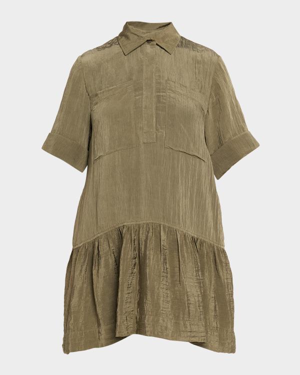 SIMKHAI Jazz Poplin Pintuck Midi Shirtdress | Neiman Marcus