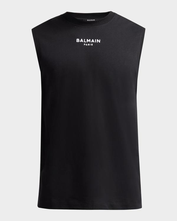 Balmain Men's Relaxed-Fit Logo-Print Tank Top | Neiman Marcus