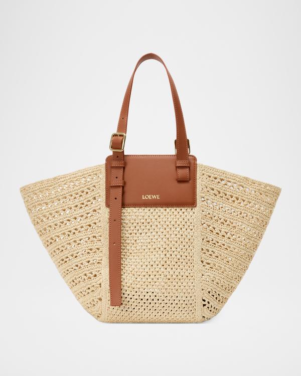LOEWE x Paula's Ibiza Medium Puzzle Fold Tote Bag in Raffia with