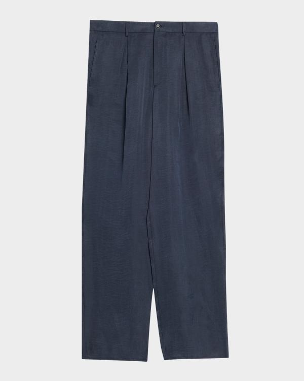 Giorgio Armani Men's Linen Pleated Wide-Leg Trousers | Neiman Marcus