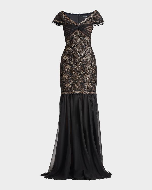 SHO by Tadashi Shoji Eyelash Floral Lace Column Gown | Neiman Marcus