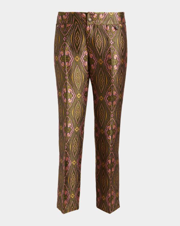 Etro Bristol Paisley Jacquard Duchesse Satin Cropped Pants