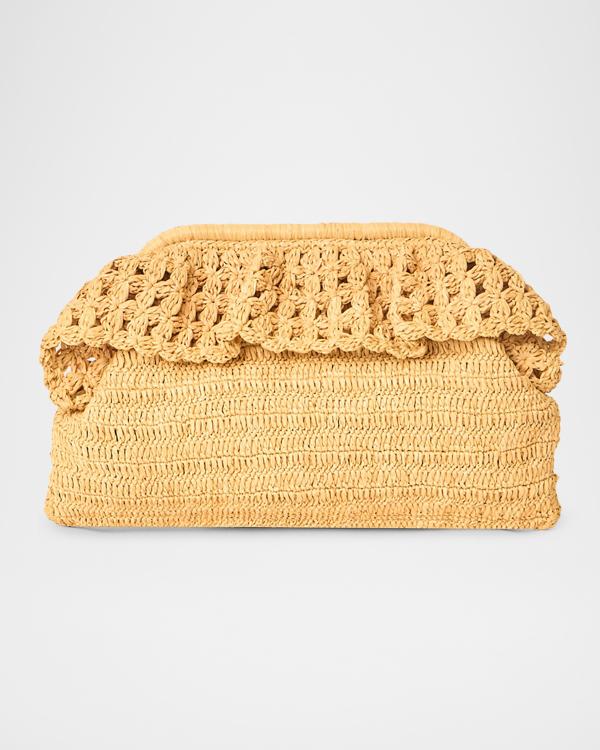 THEMOIRE Tia Micro Woven Vegan Fabric Clutch Bag | Neiman Marcus