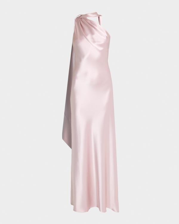 Liv Foster Adeline Foiled Open-Back Gown