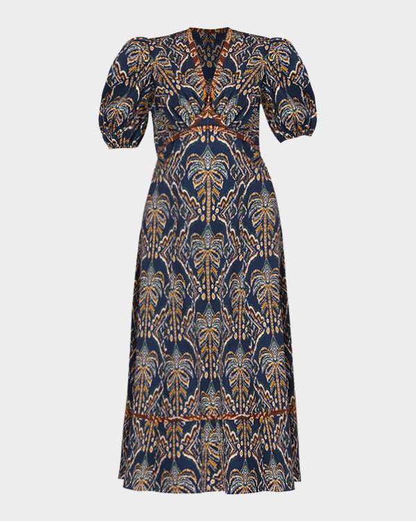 ulla johnson naia ruched floral-print stretch-jersey maxi dress Long-Sleeve Midi Playful Chic Ruffled Halter Dress