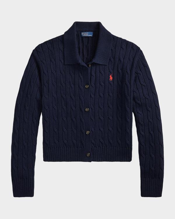 Polo Ralph Lauren Cable-Knit Cropped Cardigan | Neiman Marcus