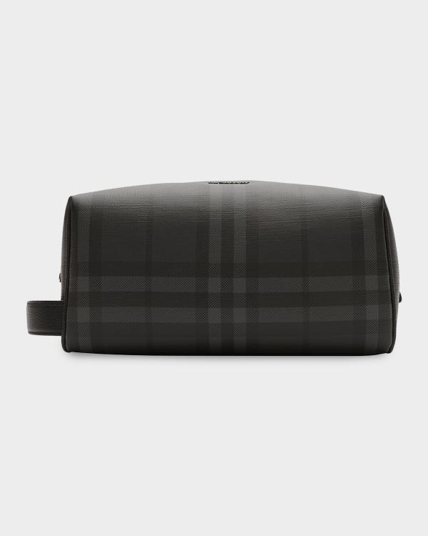 Burberry Men's Medium Check-Trim Travel Zip Pouch | Neiman Marcus