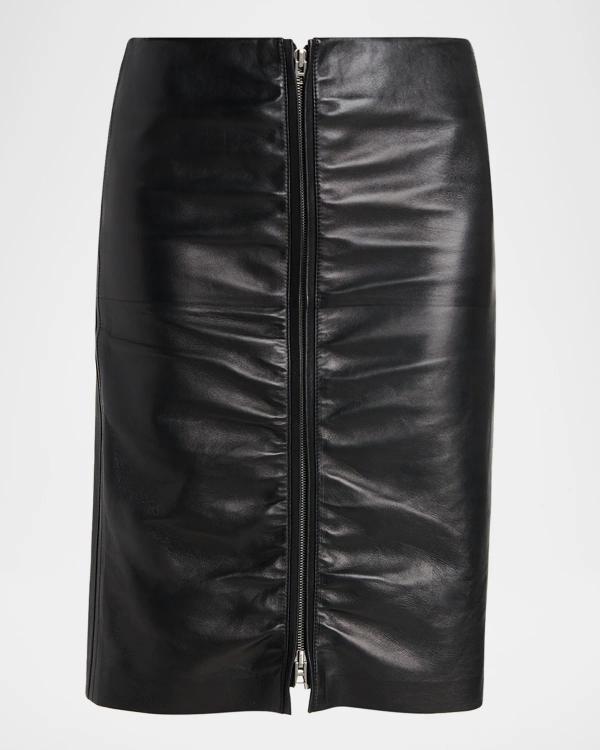 【未使用に近い】オール・セインツ　GIA LEATHER MIDI SKIRT Generation Love Gina Gathered Vegan Leather Skirt | Neiman Marcus
